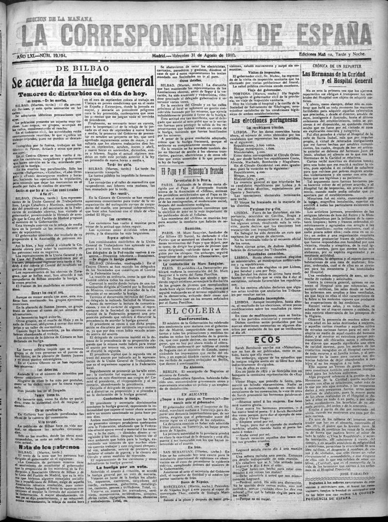 Miniatura de La Correspondencia de España del 31 de agosto de 1910 (edición de la mañana)