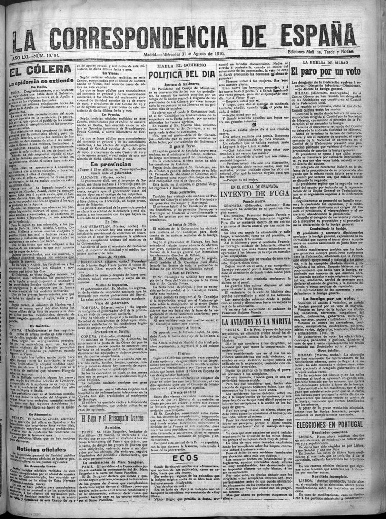 Miniatura de La Correspondencia de España del 31 de agosto de 1910