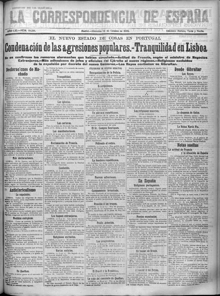 Miniatura de La Correspondencia de España del 12 de octubre de 1910 (edición de la mañana)