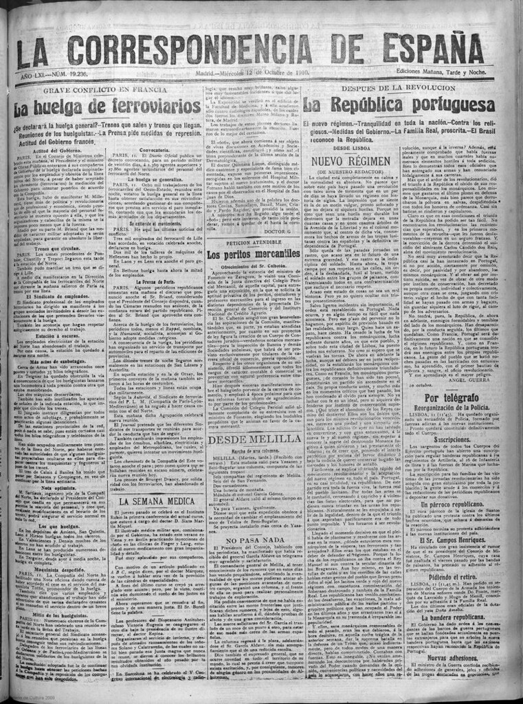 Miniatura de La Correspondencia de España del 12 de octubre de 1910