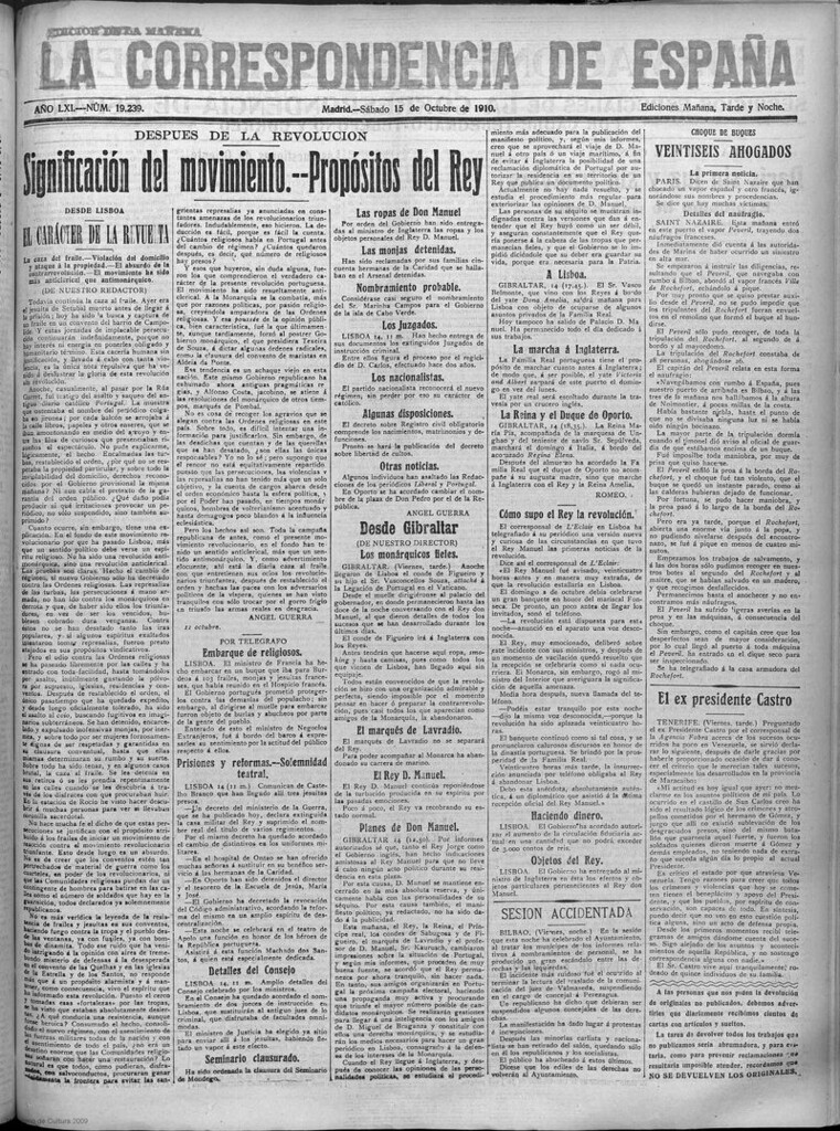 Miniatura de La Correspondencia de España del 15 de octubre de 1910 (edición de la mañana)
