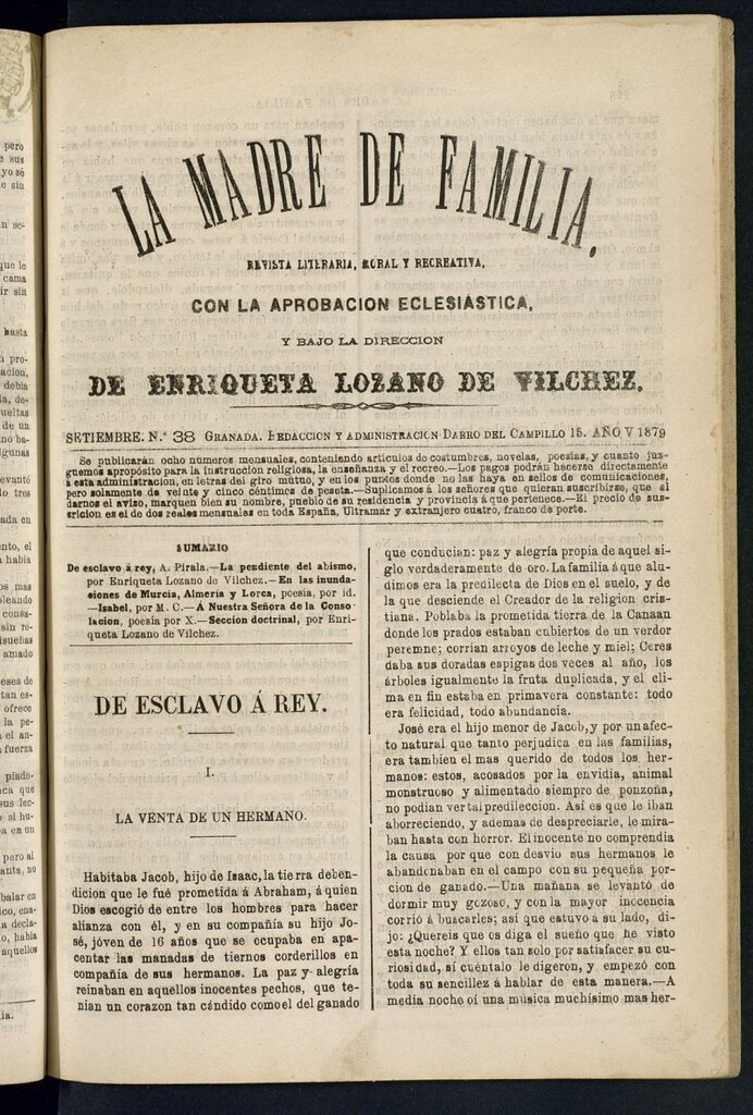 Miniatura de Madre de Familia : revista semanal de septiembre de 1879, nº 38