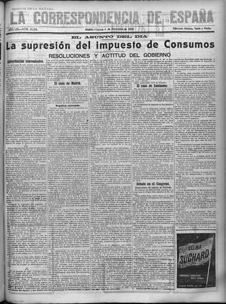 Miniatura de La Correspondencia de España del 4 de noviembre de 1910