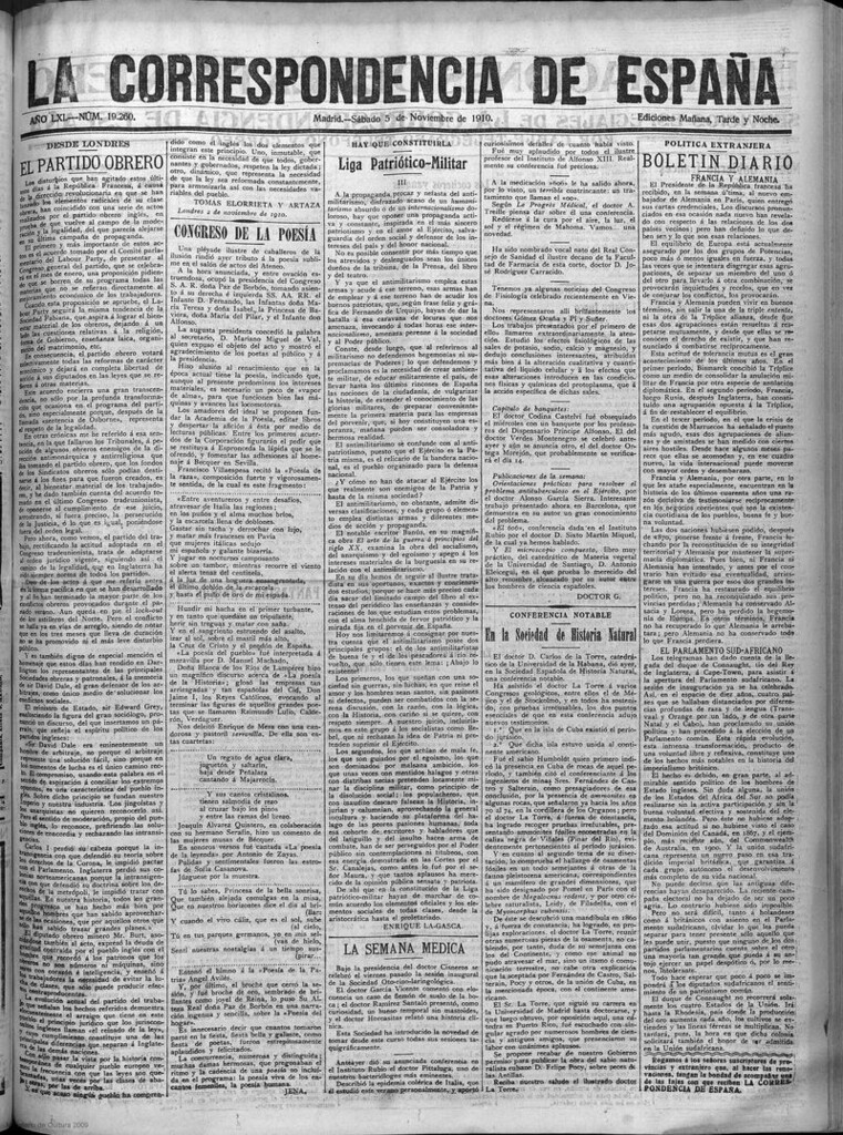 Miniatura de La Correspondencia de España del 5 de noviembre de 1910