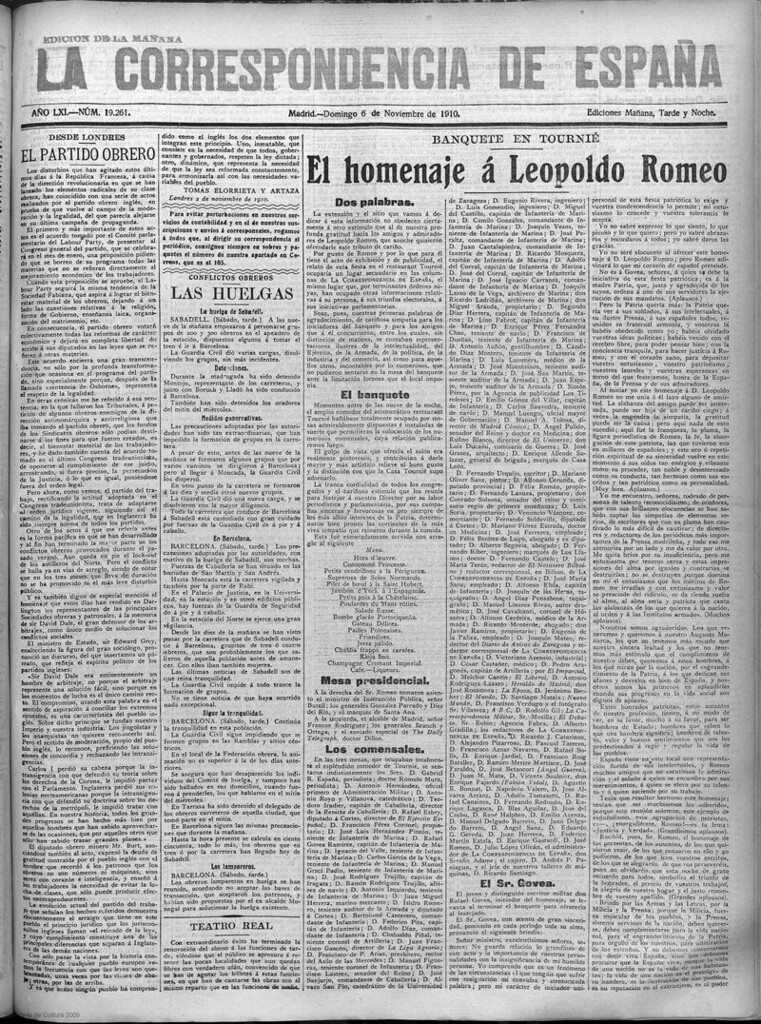 Miniatura de La Correspondencia de España del 6 de noviembre de 1910