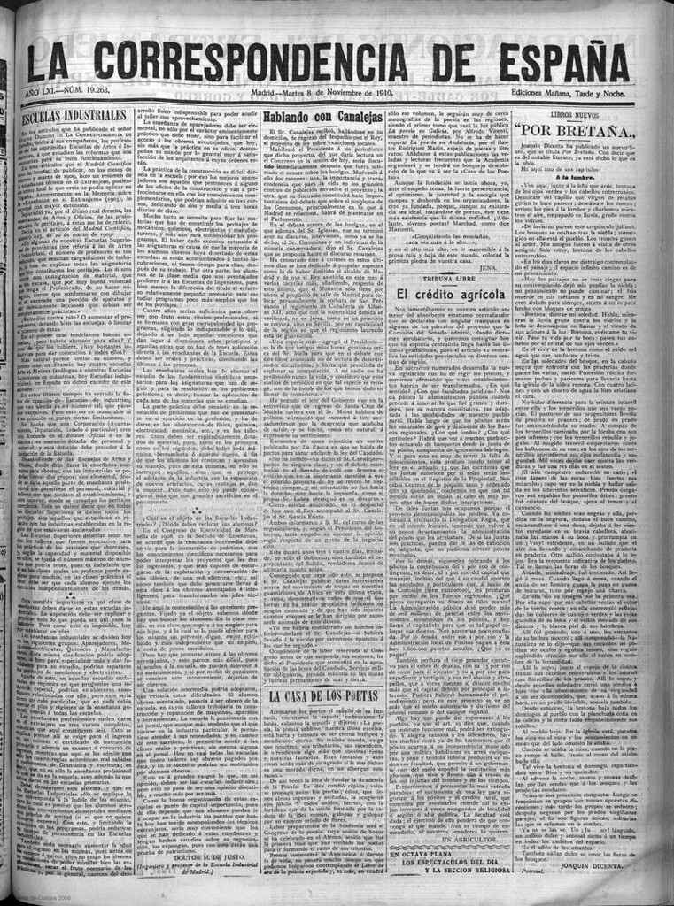 Miniatura de La Correspondencia de España del 8 de noviembre de 1910