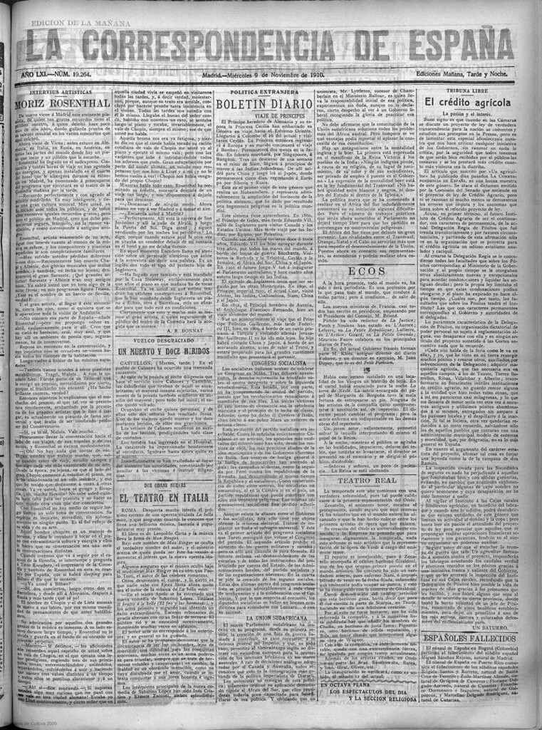 Miniatura de La Correspondencia de España del 9 de noviembre de 1910 (edición de la mañana)