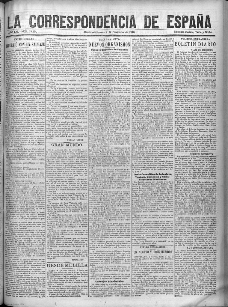 Miniatura de La Correspondencia de España del 9 de noviembre de 1910