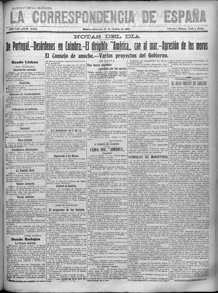 Miniatura de La Correspondencia de España del 19 de octubre de 1910 (edición de la mañana)