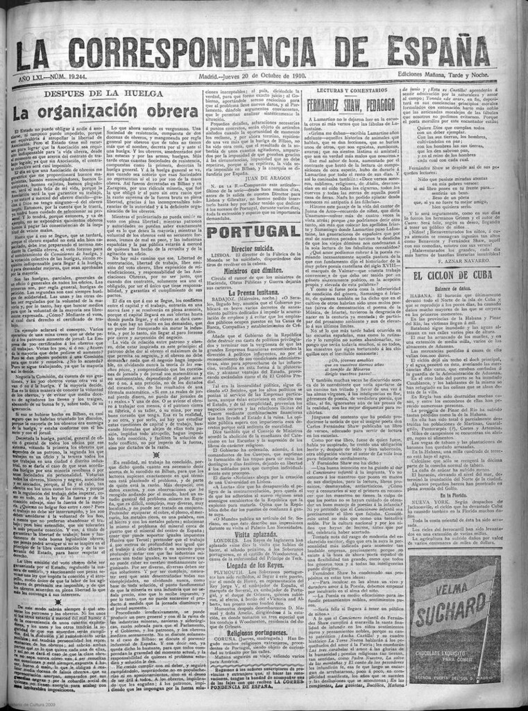 Miniatura de La Correspondencia de España del 20 de octubre de 1910