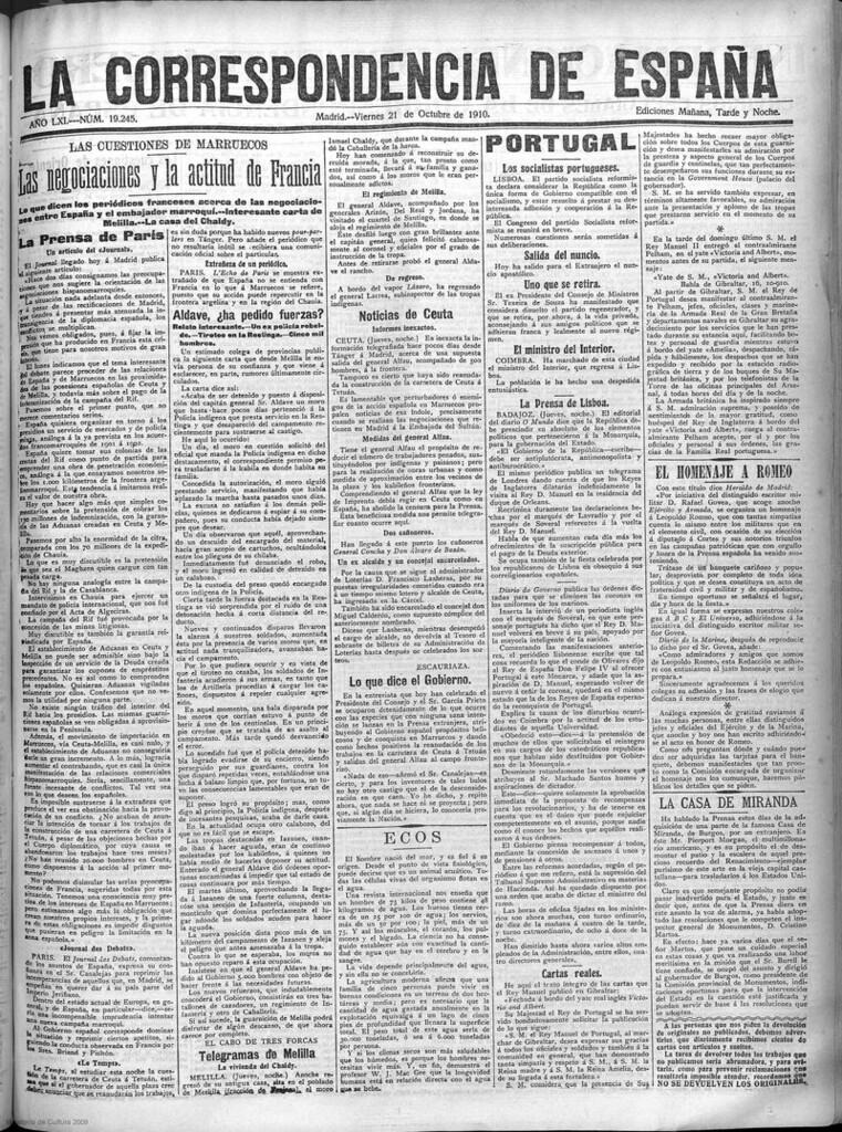 Miniatura de La Correspondencia de España del 21 de octubre de 1910