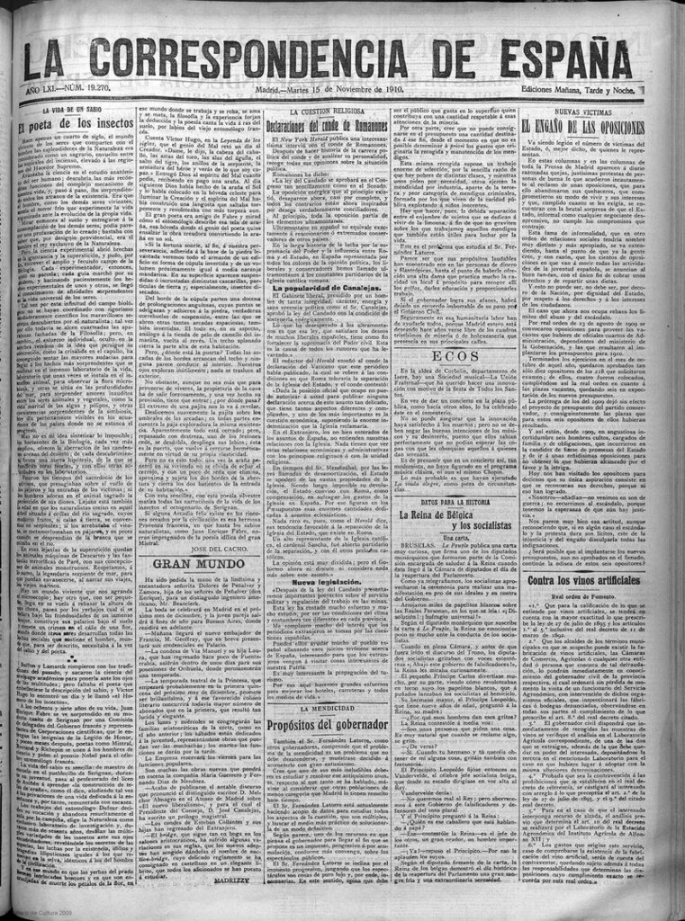 Miniatura de La Correspondencia de España del 15 de noviembre de 1910