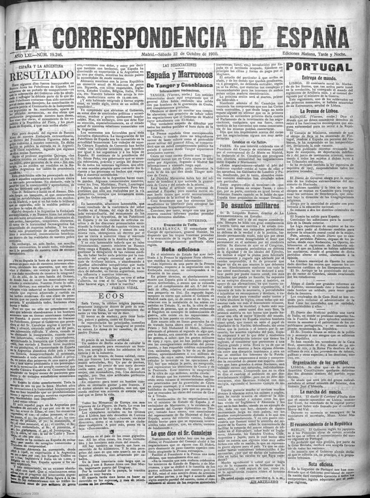 Miniatura de La Correspondencia de España del 22 de octubre de 1910