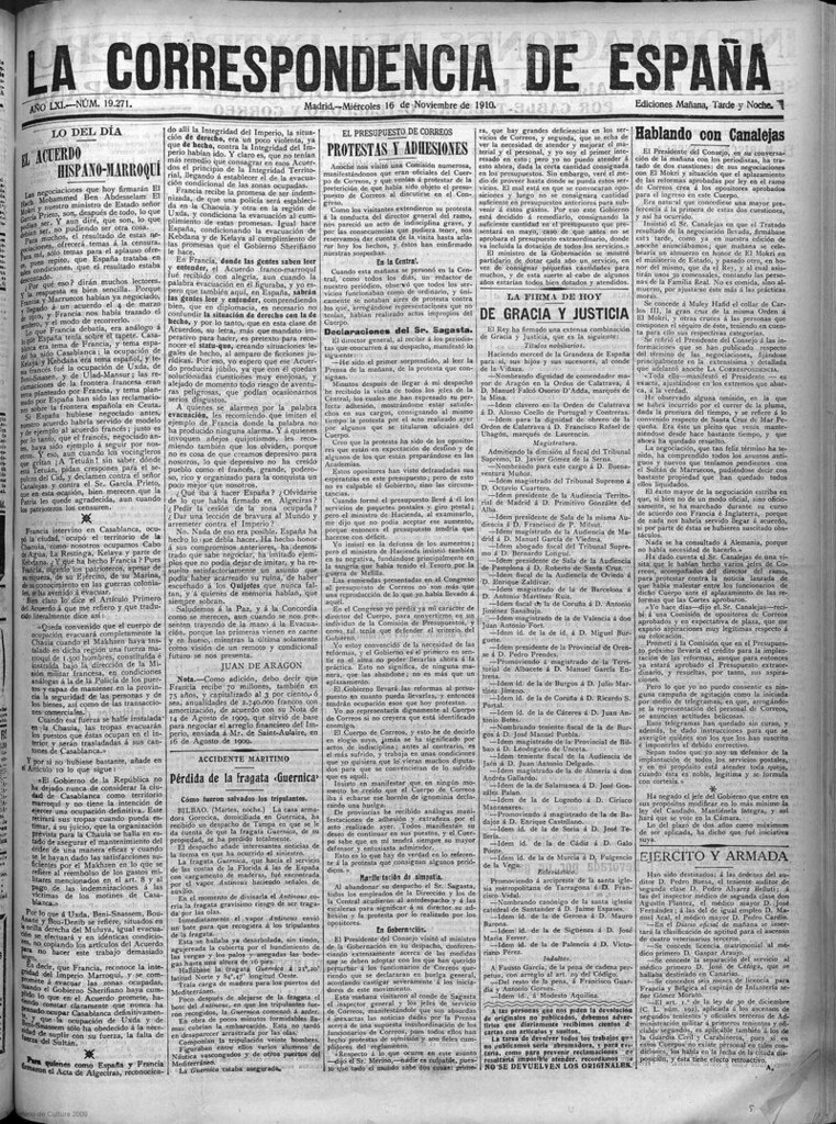 Miniatura de La Correspondencia de España del 16 de noviembre de 1910