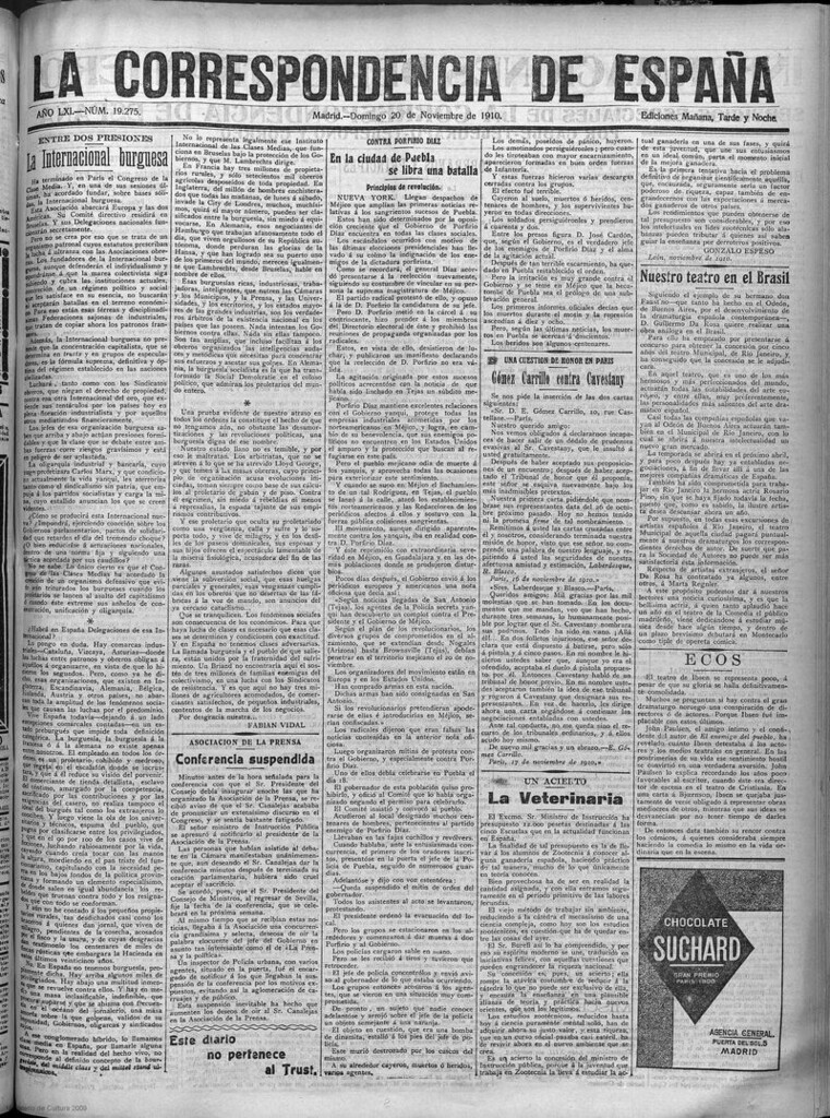 Miniatura de La Correspondencia de España del 20 de noviembre de 1910