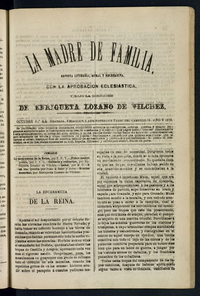 Miniatura de Madre de Familia : revista semanal de octubre de 1879, nº 44