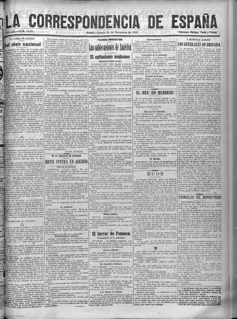 Miniatura de La Correspondencia de España del 26 de noviembre de 1910