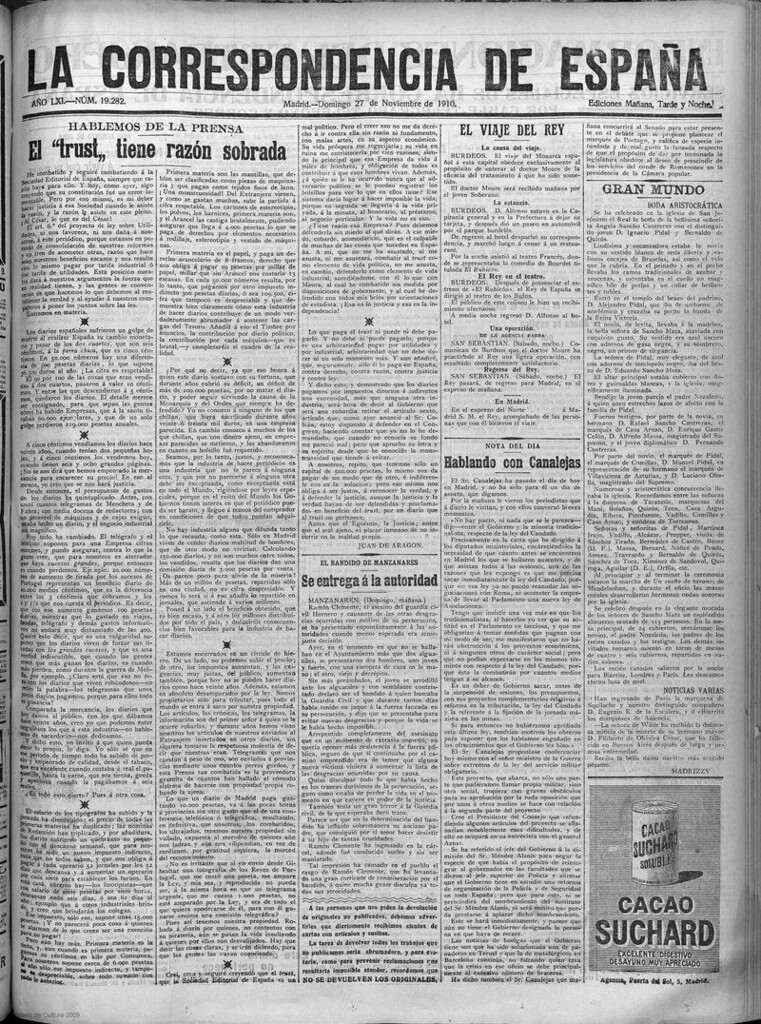 Miniatura de La Correspondencia de España del 27 de noviembre de 1910