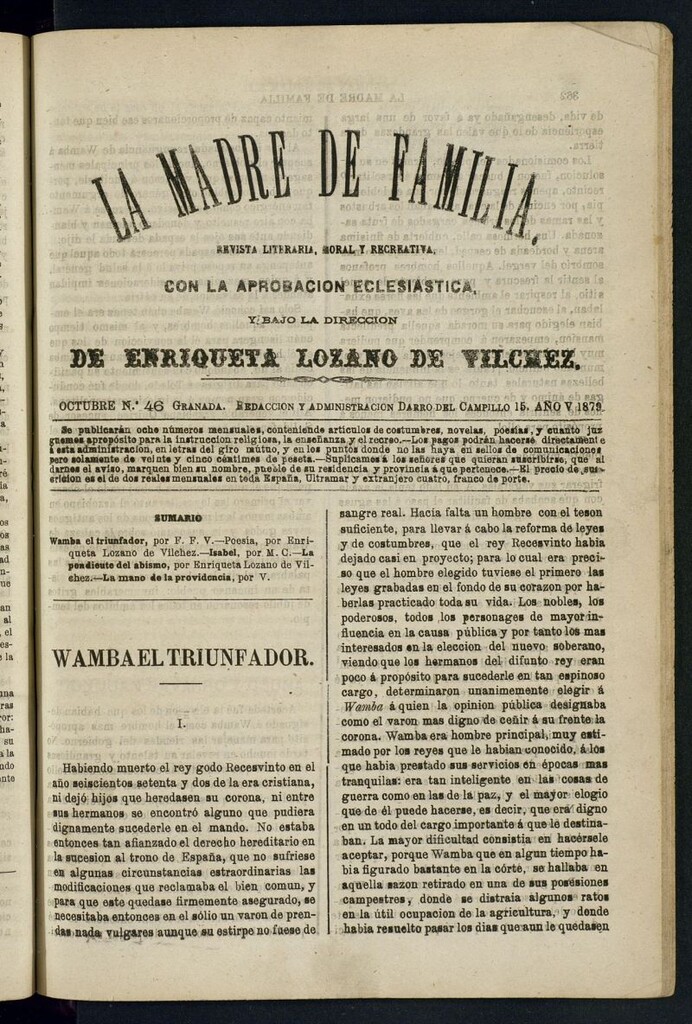 Miniatura de Madre de Familia : revista semanal de octubre de 1879, nº 46