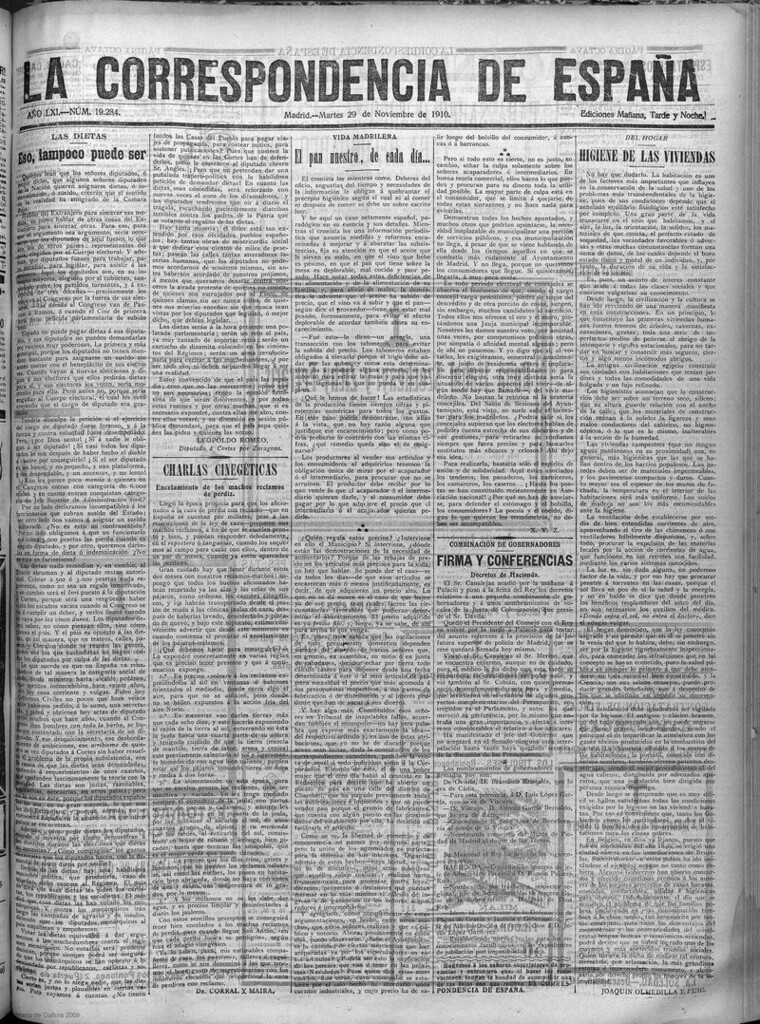 Miniatura de La Correspondencia de España del 29 de noviembre de 1910