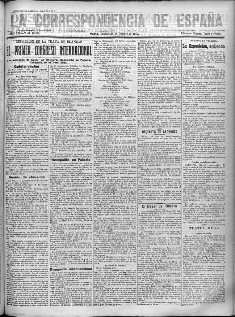 Miniatura de La Correspondencia de España del 29 de octubre de 1910 (edición de la mañana)