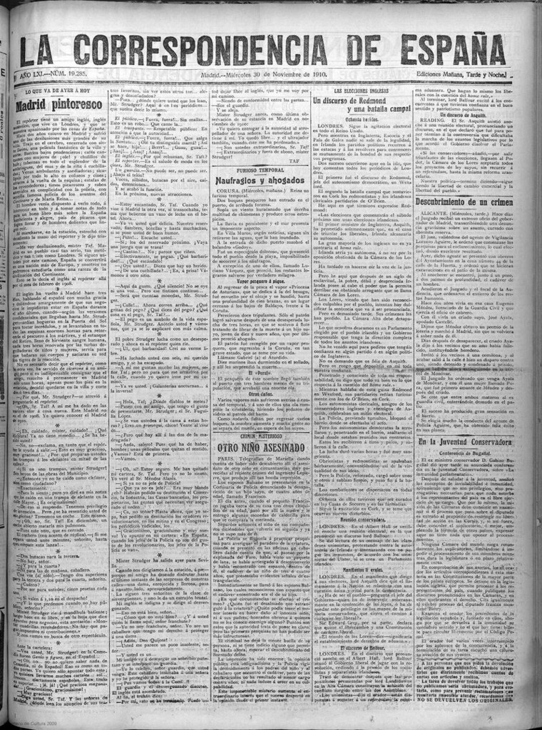 Miniatura de La Correspondencia de España del 30 de noviembre de 1910