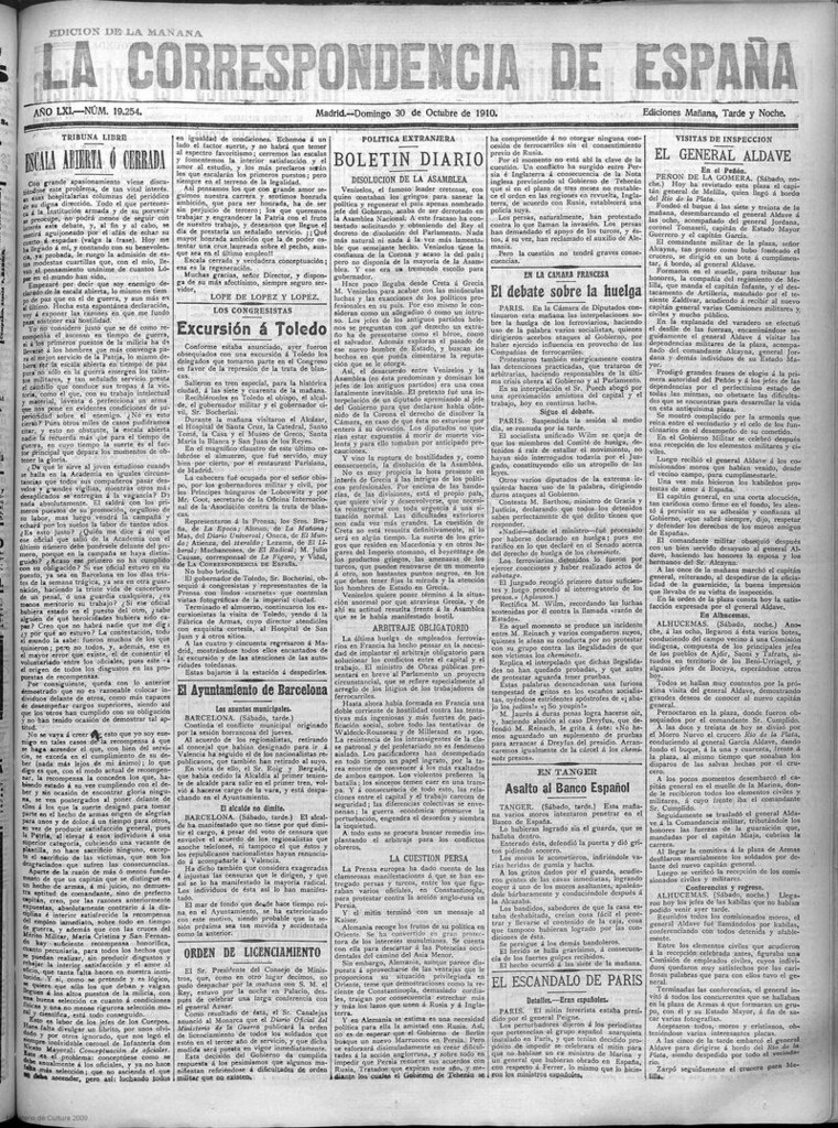 Miniatura de La Correspondencia de España del 30 de octubre de 1910 (edición de la mañana)