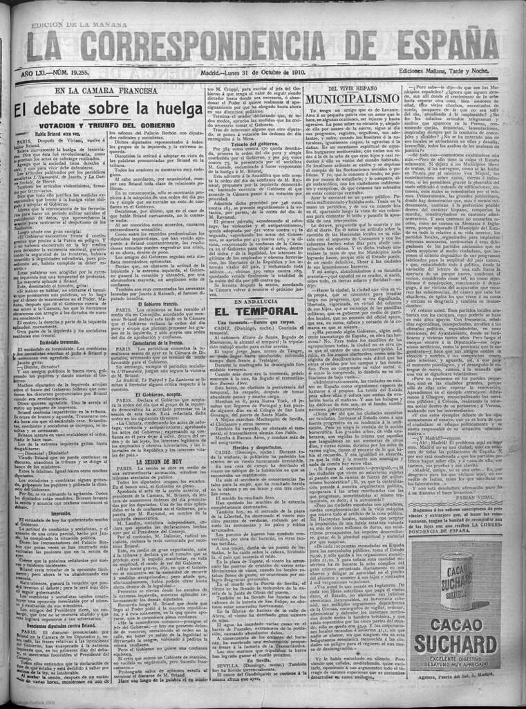 Miniatura de La Correspondencia de España del 31 de octubre de 1910 (edición de la mañana)