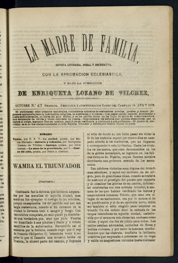 Miniatura de Madre de Familia : revista semanal de octubre de 1879, nº 47