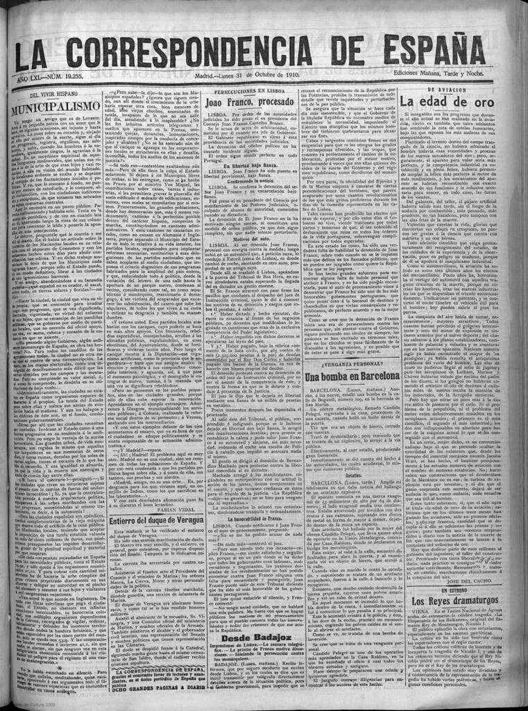 Miniatura de La Correspondencia de España del 31 de octubre de 1910