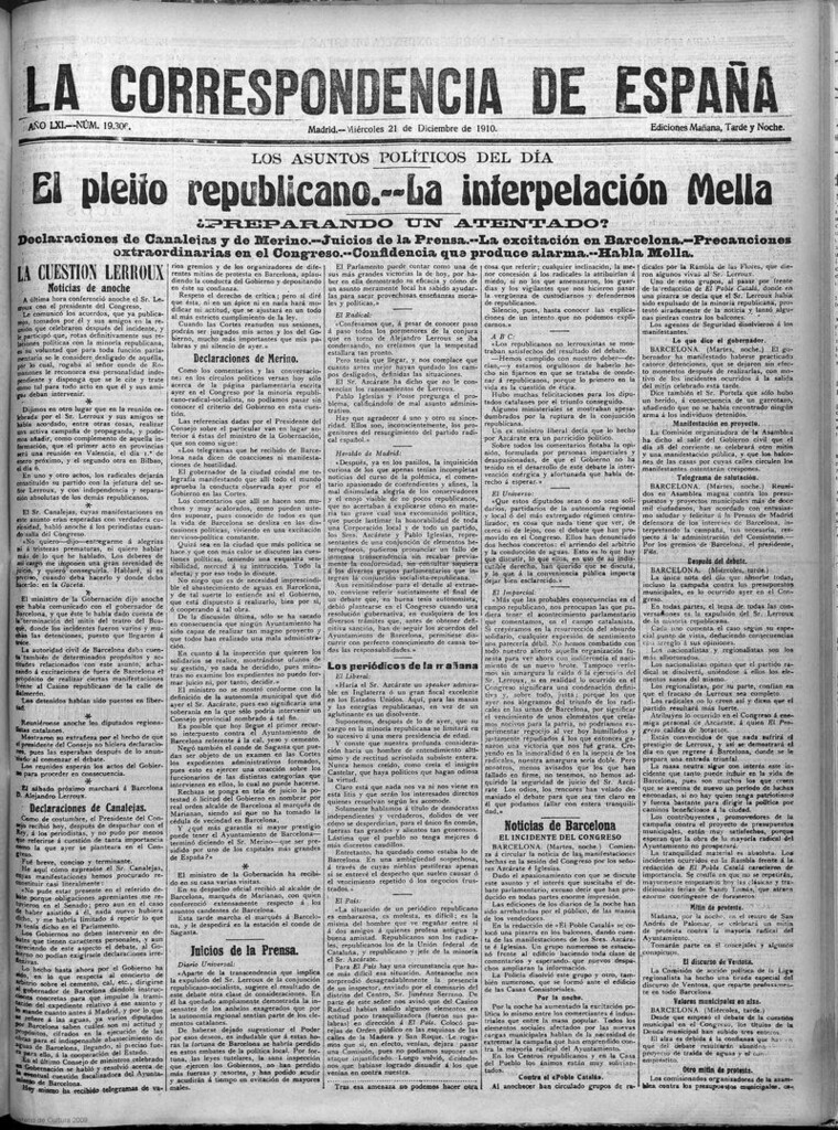 Miniatura de La Correspondencia de España del 21 de diciembre de 1910