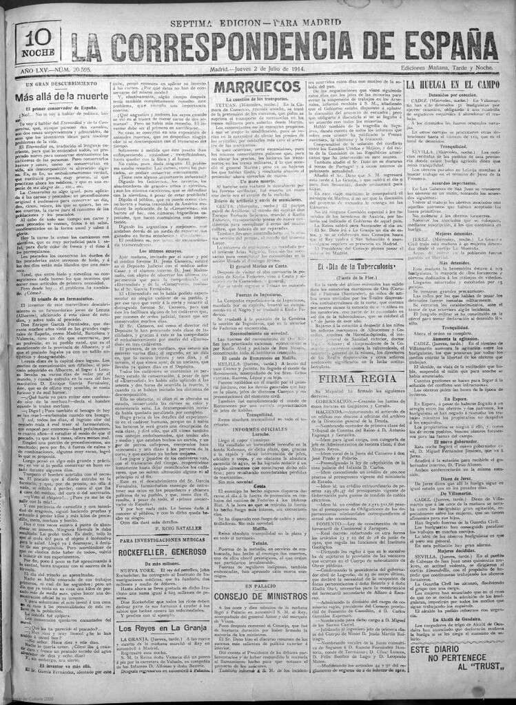 Miniatura de La Correspondencia de España del 2 de julio de 1914