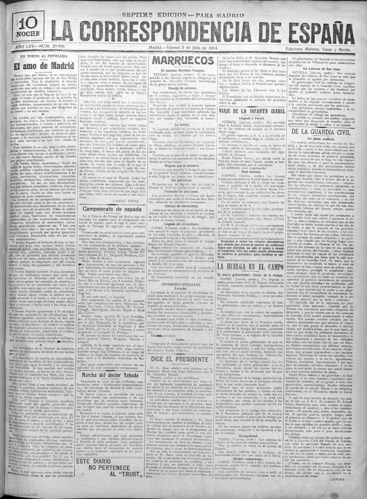 Miniatura de La Correspondencia de España del 3 de julio de 1914