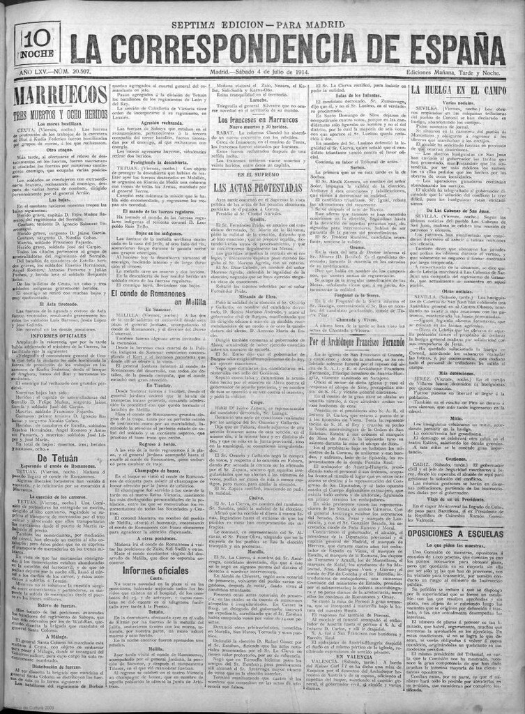 Miniatura de La Correspondencia de España del 4 de julio de 1914