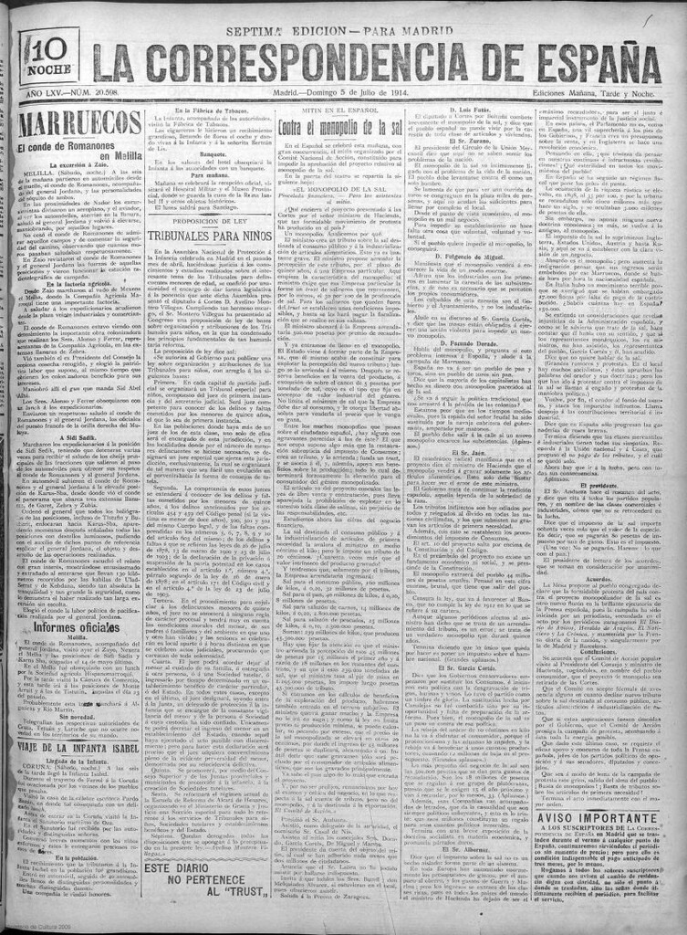 Miniatura de La Correspondencia de España del 5 de julio de 1914