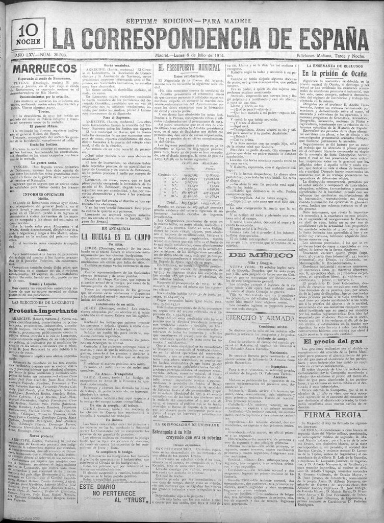 Miniatura de La Correspondencia de España del 6 de julio de 1914
