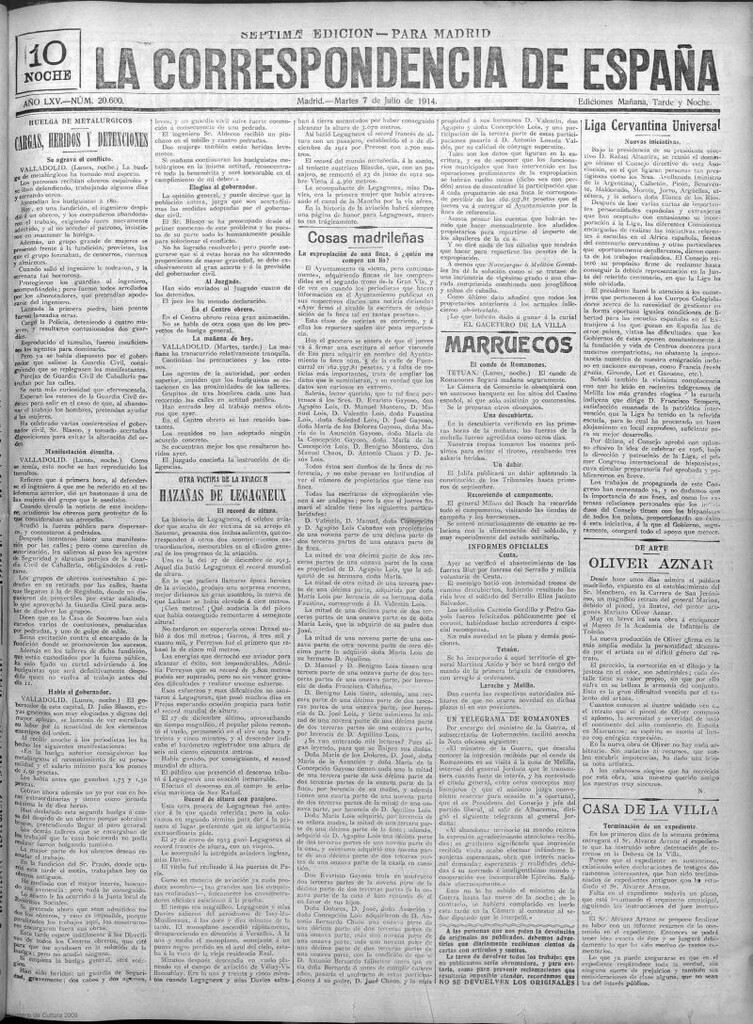 Miniatura de La Correspondencia de España del 7 de julio de 1914