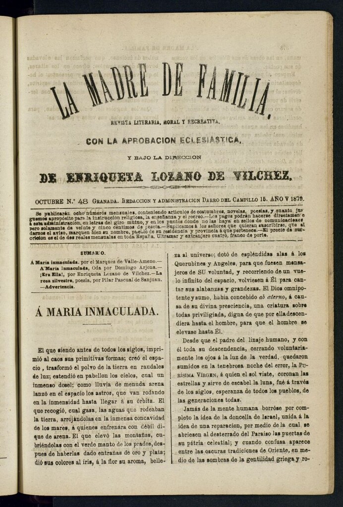 Miniatura de Madre de Familia : revista semanal de octubre de 1879, nº 48