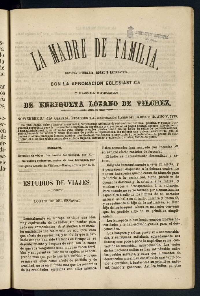 Miniatura de Madre de Familia : revista semanal de noviembre de 1879, nº 49