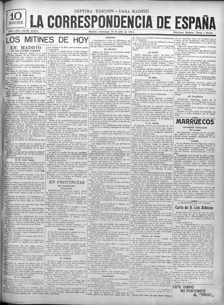 Miniatura de La Correspondencia de España del 19 de julio de 1914