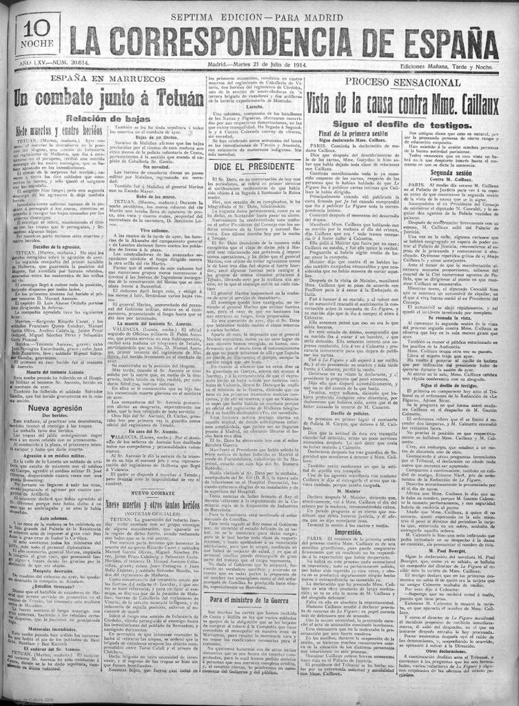 Miniatura de La Correspondencia de España del 21 de julio de 1914