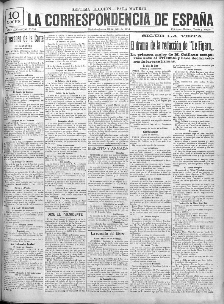 Miniatura de La Correspondencia de España del 23 de julio de 1914