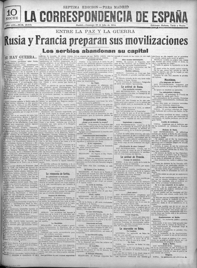 Miniatura de La Correspondencia de España del 26 de julio de 1914