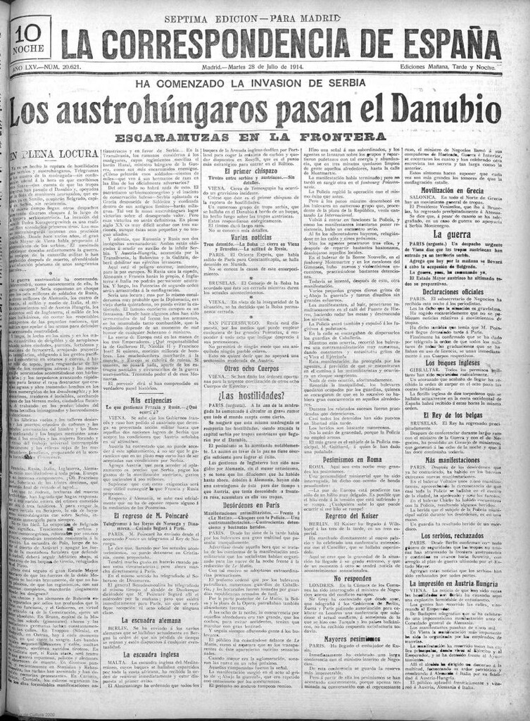 Miniatura de La Correspondencia de España del 28 de julio de 1914