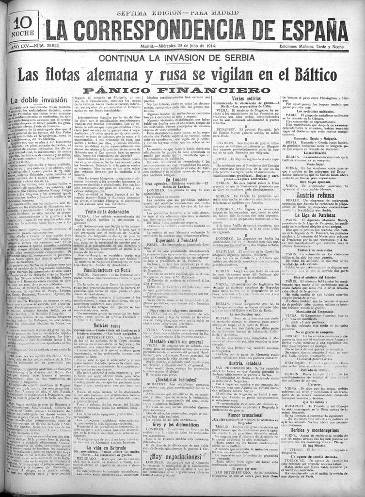 Miniatura de La Correspondencia de España del 29 de julio de 1914