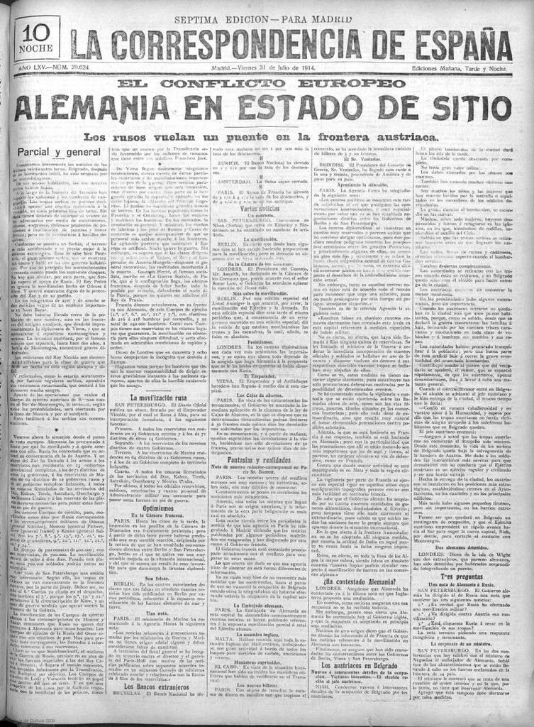 Miniatura de La Correspondencia de España del 31 de julio de 1914