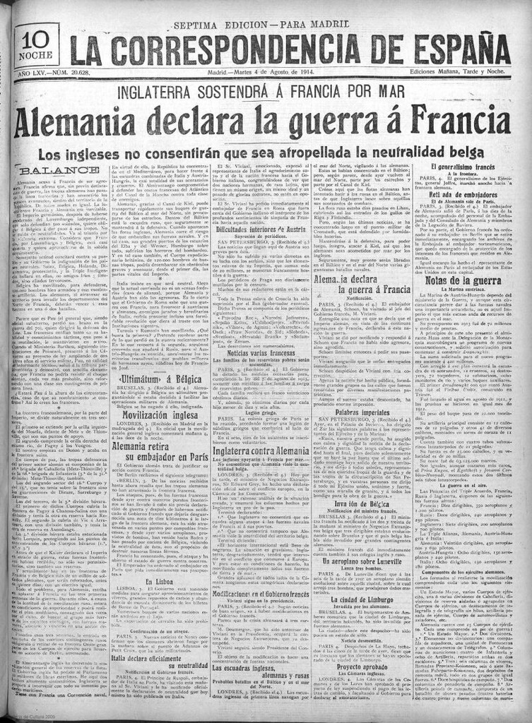 Miniatura de La Correspondencia de España del 4 de agosto de 1914