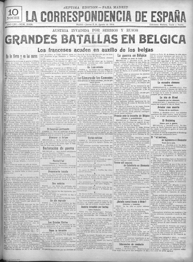 Miniatura de La Correspondencia de España del 6 de agosto de 1914