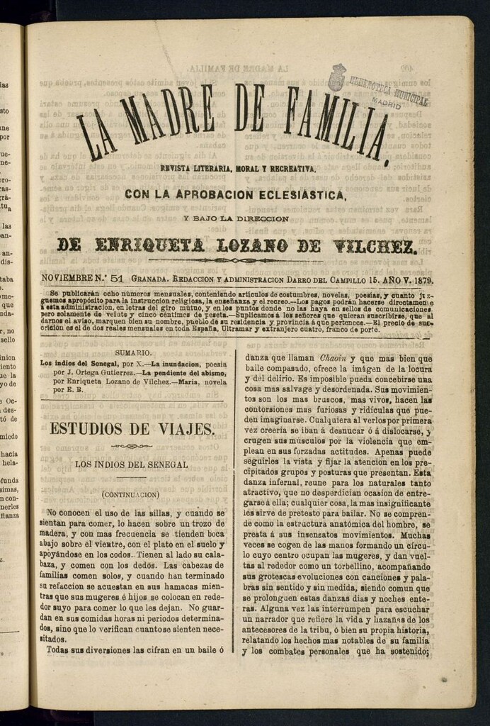 Miniatura de Madre de Familia : revista semanal de noviembre de 1879, nº 51