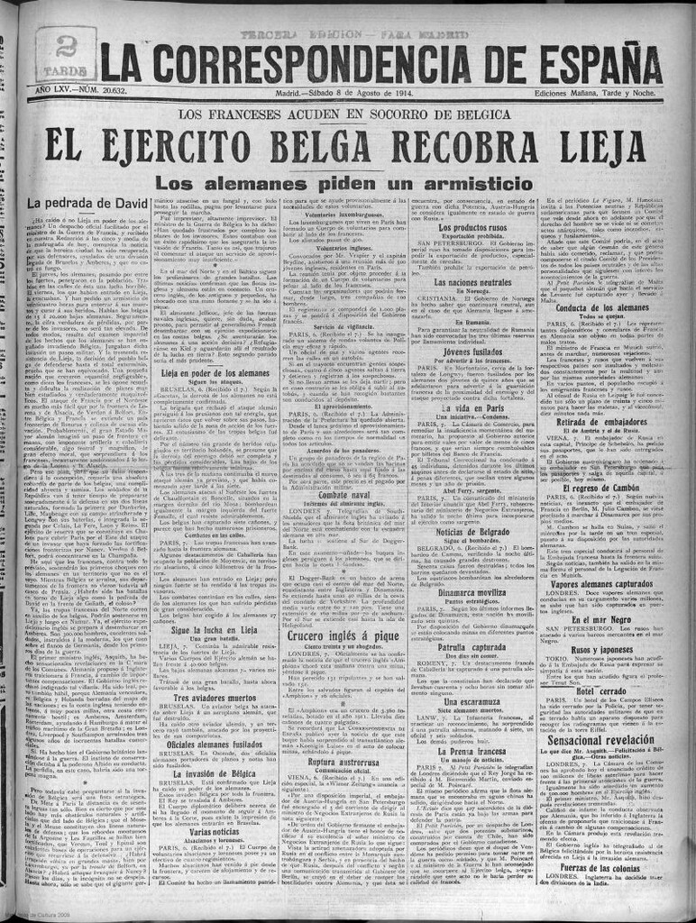 Miniatura de La Correspondencia de España del 8 de agosto de 1914